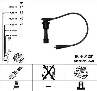 Produktbild von NGK 2570 Zündkabelsatz Zündleitungssatz für KIA JOICE für HYUNDAI SONATA III (Y-3)