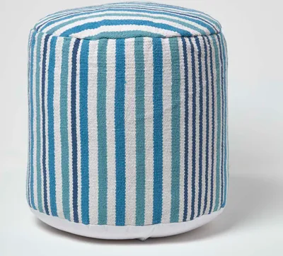 Immagine prodotto di HOMESCAPES pouf di design rotondo Selam bianco acqua