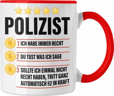 Produktbild von Trendation - Polizist Geschenk Tasse mit Spruch Geschenke Polizei Männer Lustig (Rot)