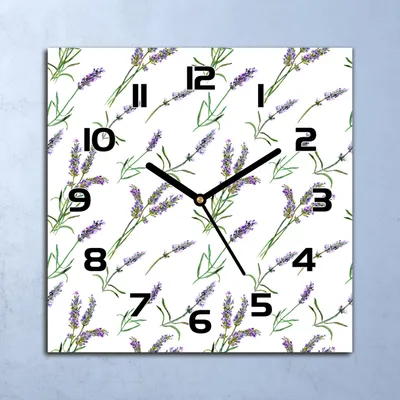 Produktbild von Wanduhr Echt-Glas-Küchenuhr Lila Lavendelblüten Quarz 30x30 Deko Bilder