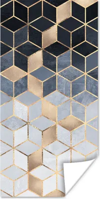 Produktbild von MuchoWow® Poster Würfel - Gold - Muster 60x120 cm - Wandschmuck