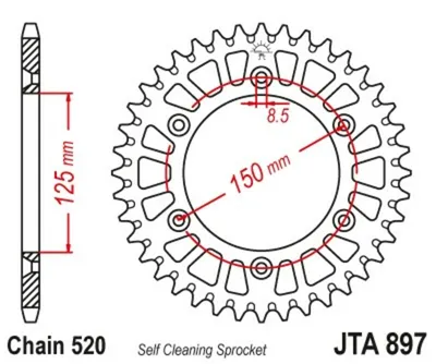 Obrázok produktu pre JT SPROCKETS Hliníková ultraľahká reťaz 897-520