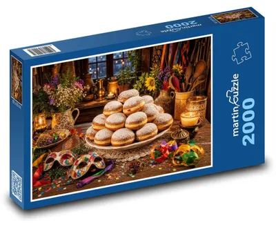 Produktbild von Puzzle 2000 Fastnachtskrapfen und Kerzen - martinpuzzle