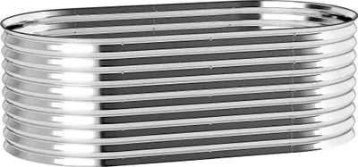 Image de Potager surélevé en métal, fond ouvert, 160 x 80 x 56 cm, gris
