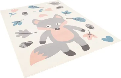 Produktbild von Kinder und Jugend Teppiche mit Tier- und Sternmotiven, Größe:80x150 cm, Design:Fuchs Grau