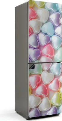 Produktbild von Bunte glänzende Herzen – Magnetische Kühlschrank Abdeckung – Dekorfolie magnetisch Küche – Kühlschrank Magnet Deko – selbstklebende Magnettafel – Magnetfolie für Kühlschranktür – 60x180 cm