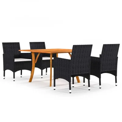 Image de Ensemble de table et chaises d'extérieur, 5 pièces, couleur noire