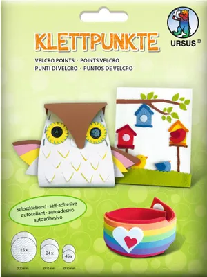 Produktbild von URSUS Klettpunkte selbstklebend weiß, rund, 84 Paar