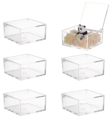 6er-Set Acrylboxen 8,2x8,2x4 cm transparent mit Deckel