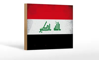 Produktbild von Holzschild Flagge Irak 18x12 cm Flag of Iraq Vintage Dekoration