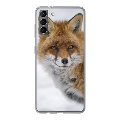 Produktbild von MuchoWow® Handyhülle Schutzhülle Hülle für Samsung Galaxy S21 Plus Fuchs - Porträt - Schnee Silikon Softcase Handy Hülle - Handy-Tasche