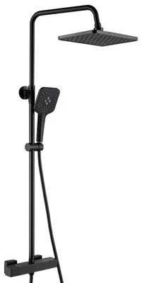 Produktbild von Duschsystem Thermostat Edelstahl Regendusche Handbrause verstellbar Schwarz