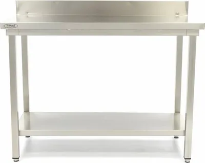 Obrázok produktu pre Maxima - Gastro stôl z nehrdzavejúcej ocele - 200 x 70 cm - Nastaviteľná výška - s opierkou