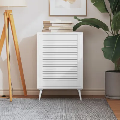 Image de vidaXL Porte d'armoire design à lamelles blanc 61,5x49,4 cm Pin massif