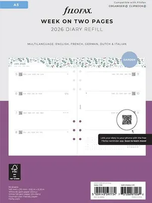 Produktbild von FILOFAX Kalendereinlage 2026 - A5 - 1 Woche = 2 Seiten - weiss - 26-68592