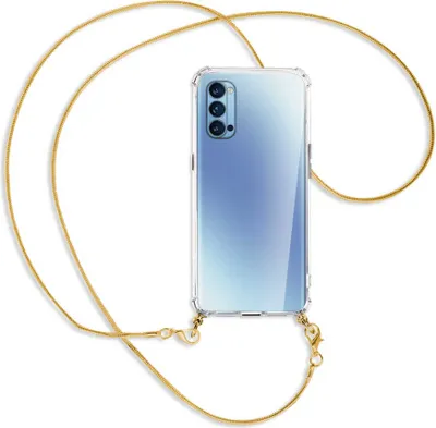 Produktbild von Handykette Backcover-Schutzhülle mit Band (Metall goldfarben) für Oppo Reno4 Pro 5G - goldfarbene Kette Snake