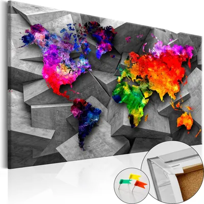 Immagine prodotto di Quadro in sughero non tessuto - Cubic World 120x80 cm Carte k-C-0066-p-a