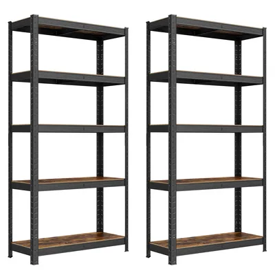 Obrázek produktu pro SONGMICS Stojící regál, sada 2 kusů, regál na knihy, úložný regál, 5 polic, nastavitelný, 30 x 75 x 150 cm, nosnost do 650 kg, do kuchyně, obývacího pokoje
