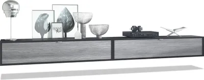 Produktbild von Vladon 2er-Set TV Board Lana 140,  Germany, Lowboards je 140 x 29 x 37 cm mit viel Stauraum, Korpus in Schwarz matt, Fronten in Avola-Anthrazit | Große Farbauswahl