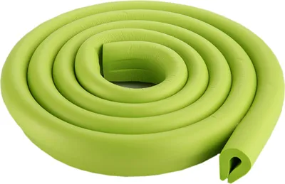 Obrázek produktu pro 2 metry dlouhý ochranný pásek na hrany skleněných stolů typu U, zelený, pro děti a batolata, zesilující, měkký, netoxický