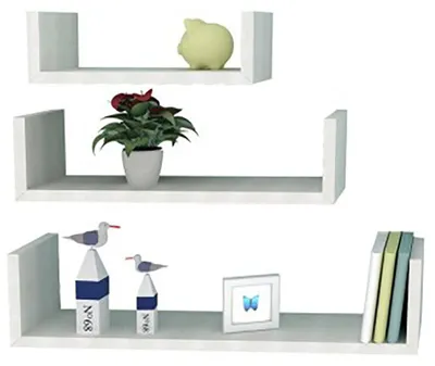 Produktbild von 3er Set Wandregal Bücherregal Board Schweberegal Weiß MDF B30/45/60cm