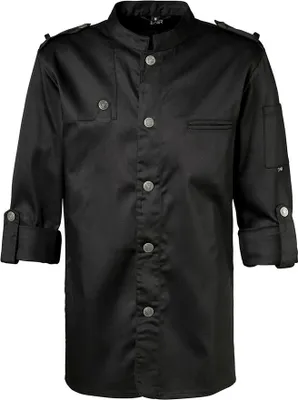 Produktbild von Kochjacke Bikerstyle "Limited Edition" schwarz, Größe XS, SP : XS : 65% Polyester 35% Baumwolle 220 g/m² : schwarz