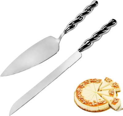Produktbild von Tortenheber – 2-teilig – Tortenmesser- und Tortenheber-Set – Hochzeitstortenheber – s Servierset – Tortenschneider – Edelstahl – Silber