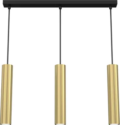 Zdjęcie produktu dla Lampa wisząca 3 złote tuby czarna listwa Raito 3xGU10 8W Luminex