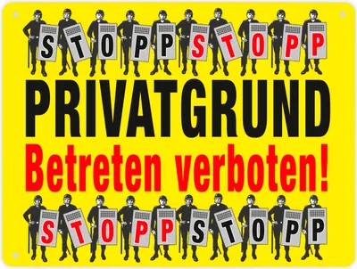Produktbild von Privatgrund Metallschild XL in 21x28 cm in gelb mit Spruch Betreten verboten