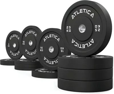Produktbild von ATLETICA Bumper Plates Set | 190 kg bestehend aus 4 x 5 kg ∣ 4 x 10 kg ∣ 2 x 15 kg ∣ 4 x 25 kg