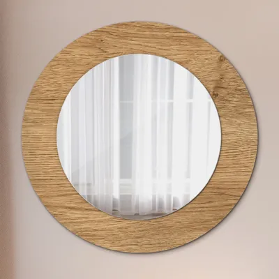 Produktbild von Modern Spiegel - Wandspiegel Design Wandmontage – Badspiegel mit Aufdruck - Rundspiegel - Holz Textur - Rund: Ø50cm