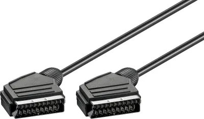 Image de Goobay 11870 Câble de connexion péritel, nickelé, ø 7 mm, 3 m, noir - prise péritel (21 broches) > prise péritel (21 broches)