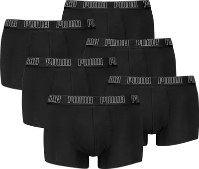 Produktbild von PUMA Herren Boxershorts, 6er Pack - Everyday Trunks 6P, Baumwolle Stretch, einfarbig Schwarz L