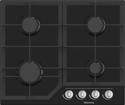 Image de Hisense GG643B Table de cuisson à gaz encastrable, 60 cm, 4 brûleurs, noir