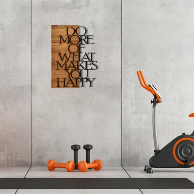 Produktbild von Dekorativní nástěnný dřevěný doplněk Do More Of What Makes You Happy, Černá, Ořech
