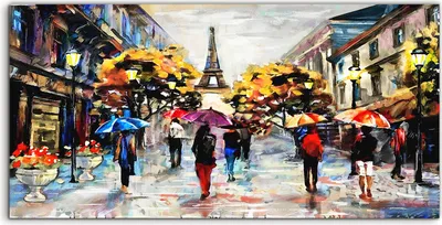 Produktbild von Coloray Acrylbild 120x60  Wandbild Acrylbilder Frankreich Paris Eiffel Straße Leute