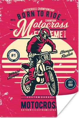 Produktbild von MuchoWow® Poster Motocross - Vintage - Angebot 120x180 cm - Kunstposter