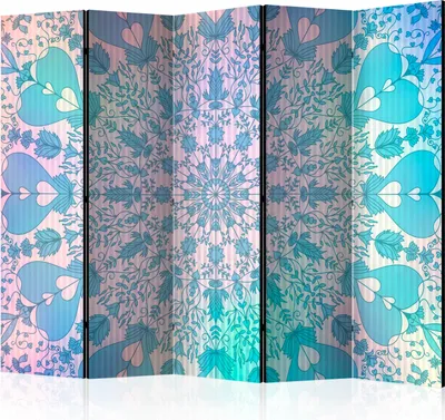 Produktbild von Akusticher Raumteiler Mandala Foto Paravent 225x172 cm beidseitig auf Vlies-Leinwand bedruckt Akustikschaum Trennwand Spanische Wand Sichtschutz Home Office Orient Boho Abstrakt f-A-0667-z-c