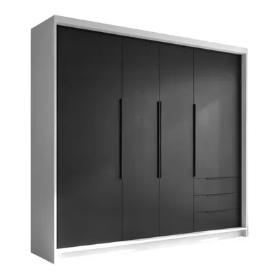 Produktbild von Geräumiger vier-türiger Kleiderschrank KLARI mit Schubladen und Metallgriffen – modernes Design