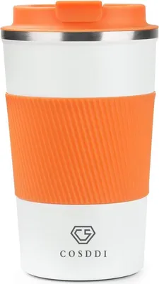 Image de CS COSDDI Gobelet thermique en acier inoxydable Travel Mug 380ml Gobelet isolant Orange White