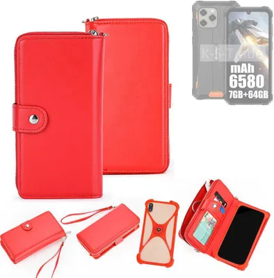 Produktbild von K-S-Trade 2in1 Schutzhülle Portemonnee Handyhülle mit Bumper kompatibel mit Blackview BV5300 Pro Hülle Case Etui Geldbörse Smartphone rot (1x)