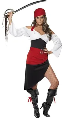 Produktbild von Piratenkostüm Damen Schwarz mit Rock, Smiffys Halloween Karneval Kleidung