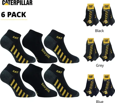 Produktbild von Caterpillar 6 Paar Knöchellange Socken / Arbeitssocken / Arbeitssneaker Baumwolle (Schwarz, 43-46)