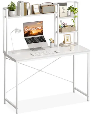 Immagine prodotto di Scrivania con ripiani - Scrivania per computer - 100 x 40 cm - Bianco