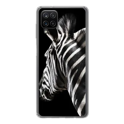 Produktbild von MuchoWow® Handyhülle Schutzhülle Hülle für Samsung Galaxy A12 Zebra - Tier - Schwarz - Porträt Silikon Softcase Handy Hülle - Bild