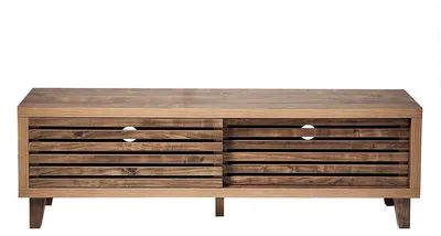 Obrázek produktu pro CALICOSY – televizní skříňka se 2 posuvnými dvířky a lamelovými výřezy, šířka 140 cm – LIAM