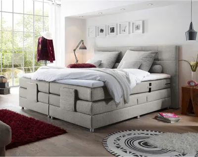 Produktbild von Boxspringbett Hotelbett Doppelbett MANAUS-09 in Elephant grau, Komfort Topper, 180 x 200 cm, H2, elektrisch verstellbar, Taschenfederkern-Matratze
