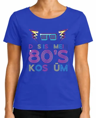 Zdjęcie produktu dla MY 80'S COSTUME 80's Retro Neon Party Carnival Glasses Ladies T-Shirt, Niebieski, L