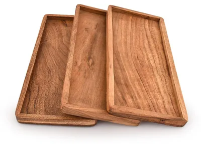 Servierschalen-Set Akazienholz 3-tlg. 30,5x15,2 cm rechteckig