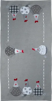 Immagine prodotto di Runner da tavolo TAMI grigio con ricamo e applicazioni di polli 40 x 85 cm